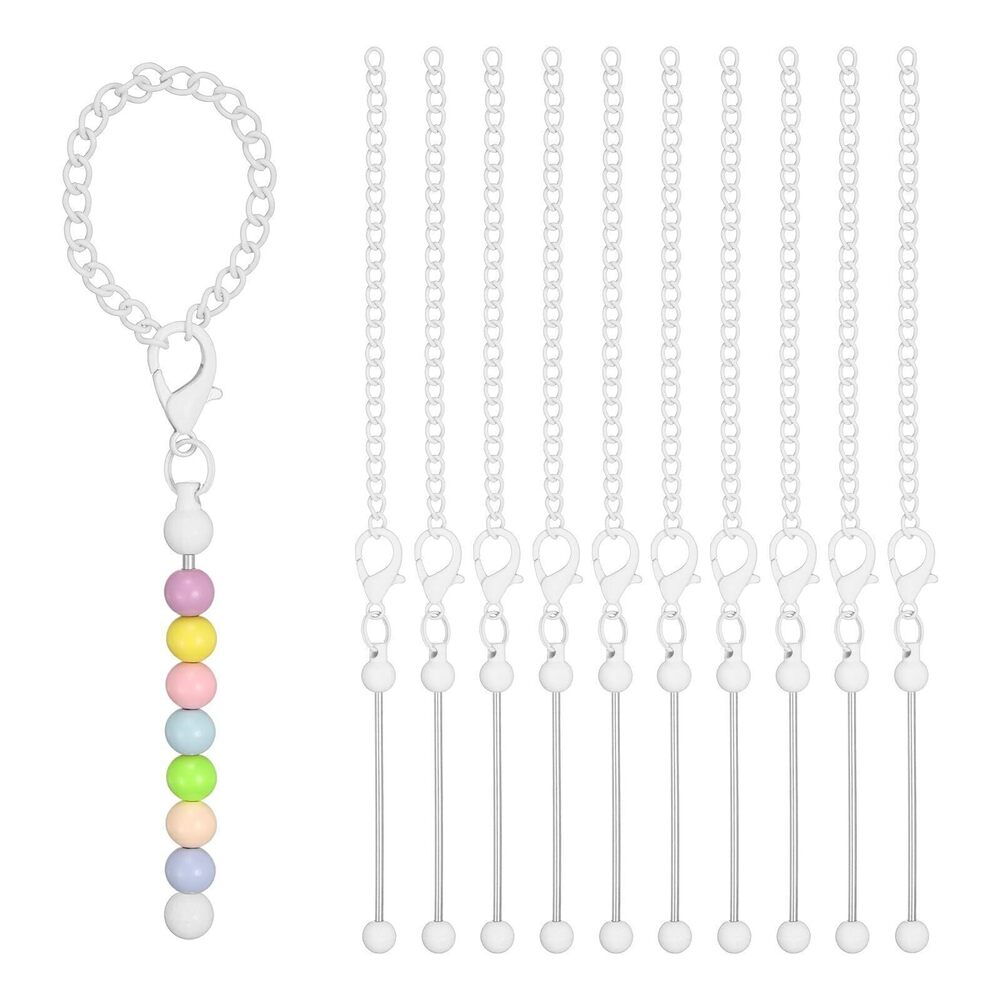 5740 10 Pcs Beadable Cup Charm, Bulk Blank Bar Key Chain Metal Beaded Cups